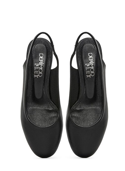 Derimod Flex Kadın Siyah Arkası Açık Kalın Kısa Topuklu Deri Ayakkabı 25SFD380318 - Görsel 8