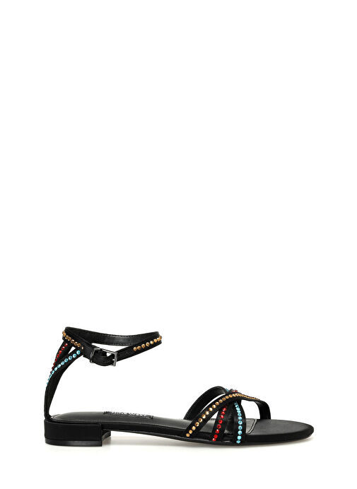 NEDAN 3FX Siyah Kadın Düz Sandalet - Görsel 2