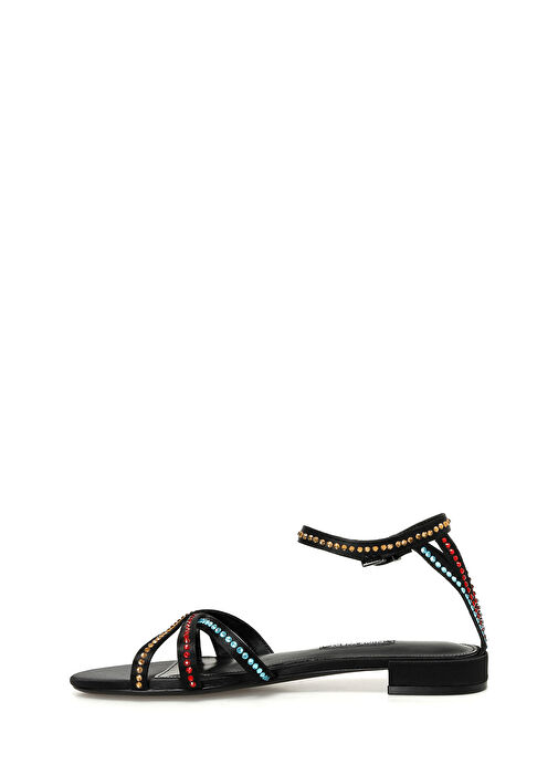 NEDAN 3FX Siyah Kadın Düz Sandalet - Görsel 4