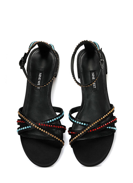 NEDAN 3FX Siyah Kadın Düz Sandalet - Görsel 5