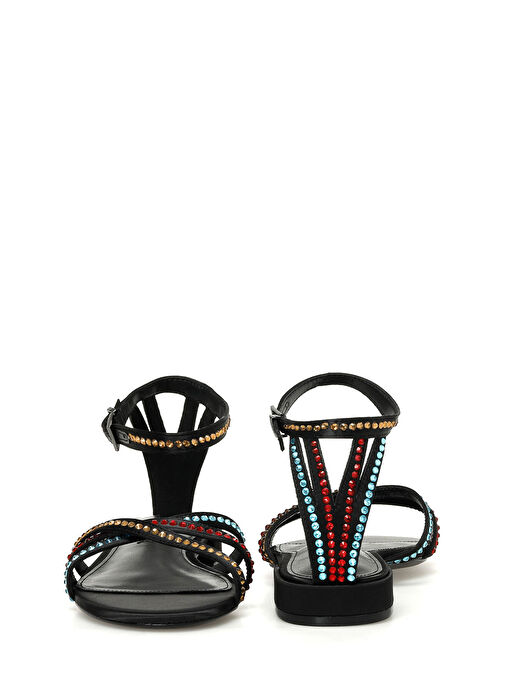 NEDAN 3FX Siyah Kadın Düz Sandalet - Görsel 6