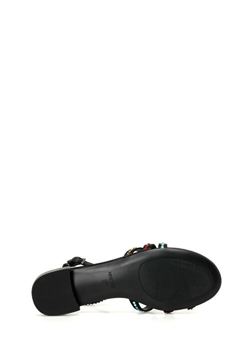 NEDAN 3FX Siyah Kadın Düz Sandalet - Görsel 7