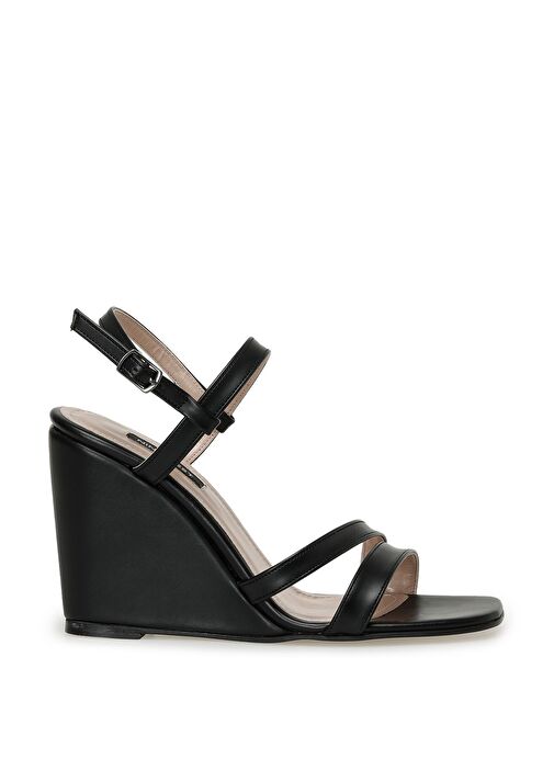 MOEX 3FX Siyah Kadın Dolgu Topuk Sandalet - Görsel 2