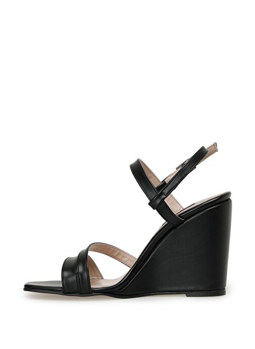 MOEX 3FX Siyah Kadın Dolgu Topuk Sandalet - Görsel 4