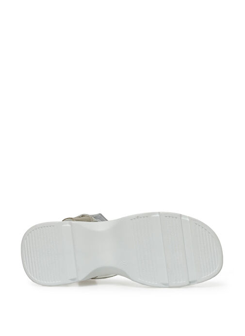 NUYT2 3FX Gümüş Kadın Kalın Taban Sandalet - Görsel 7