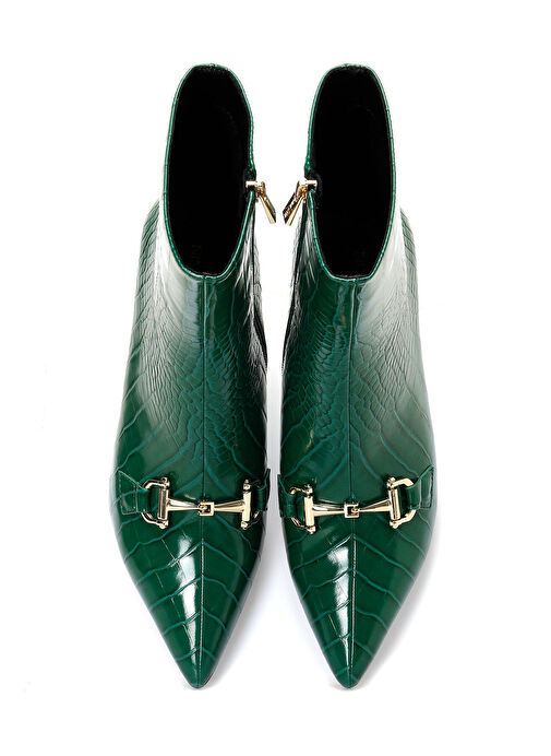 OLI 3PR Yeşil Kadın Topuklu Bot - Görsel 5