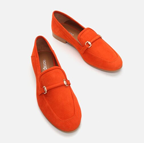 Hakiki Deri Turuncu Kadın Loafer - Görsel 4