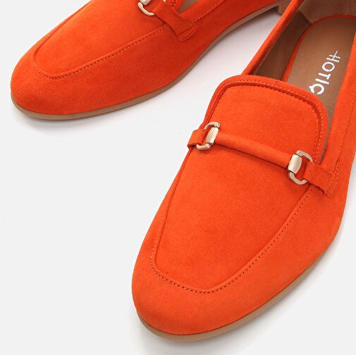 Hakiki Deri Turuncu Kadın Loafer - Görsel 5