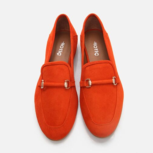 Hakiki Deri Turuncu Kadın Loafer - Görsel 7