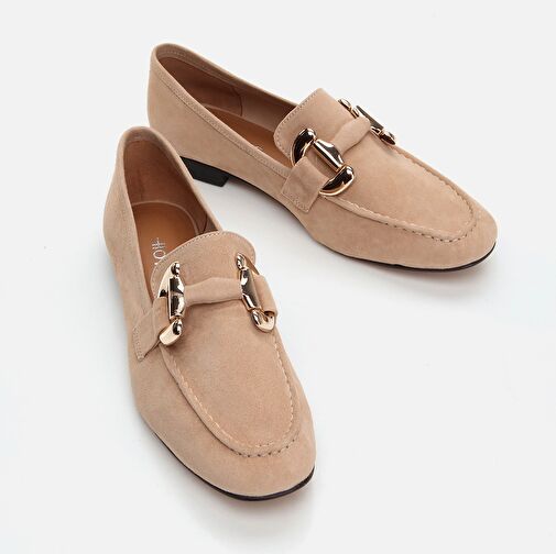Hakiki Deri Camel Kadın Loafer - Görsel 4