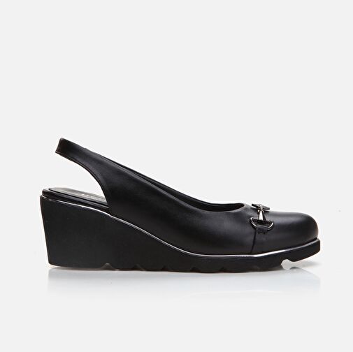 Hakiki Deri Siyah Kadın Kalın Topuk - Görsel 2