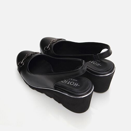 Hakiki Deri Siyah Kadın Kalın Topuk - Görsel 7