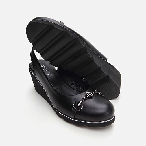 Hakiki Deri Siyah Kadın Kalın Topuk - Görsel 8