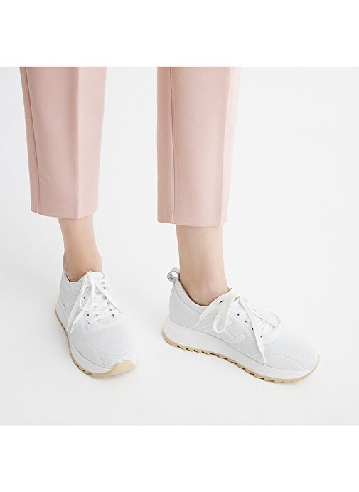 Hakiki Deri Beyaz Kadın Spor Ayakkabı - Görsel 8