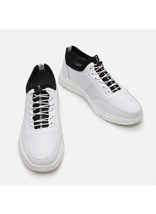 Hotiç Beyaz-Siyah Erkek Deri Sneaker 02AYH286730A900 - Görsel 4