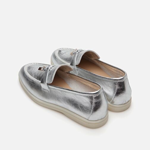 Hakiki Deri Lame Kadın Loafer - Görsel 6