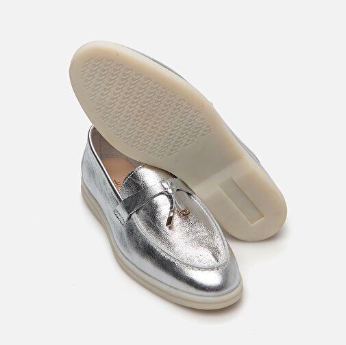 Hakiki Deri Lame Kadın Loafer - Görsel 7