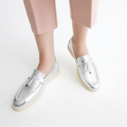 Hakiki Deri Lame Kadın Loafer - Görsel 8