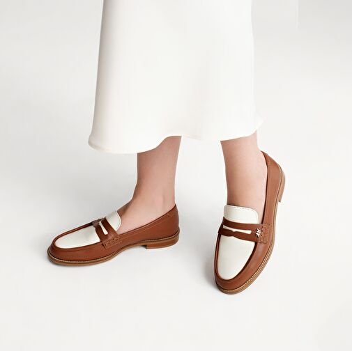 Hotiç Taba-Beyaz Kadın Deri Loafer 01AYH288500A374 - Görsel 9