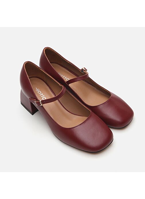 Hotiç Bordo Kadın Deri Topuklu Ayakkabı 01AYH291060A780 - Görsel 3