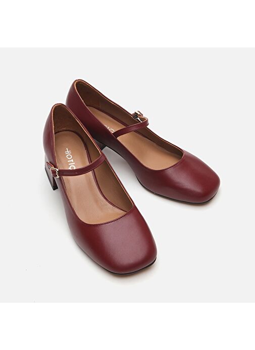 Hotiç Bordo Kadın Deri Topuklu Ayakkabı 01AYH291060A780 - Görsel 4