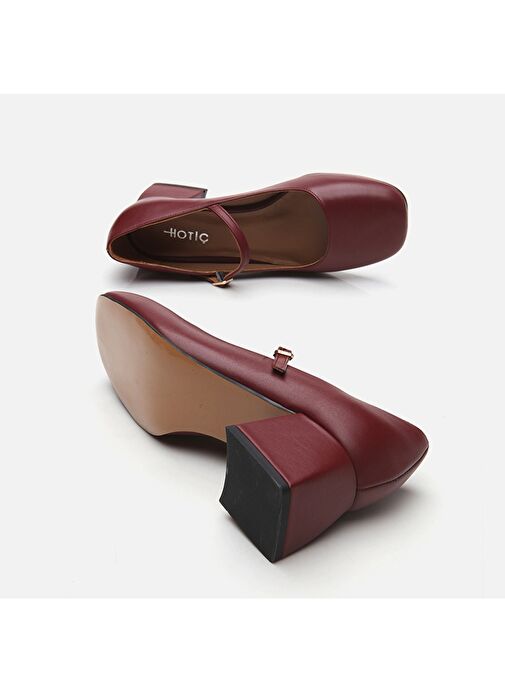 Hotiç Bordo Kadın Deri Topuklu Ayakkabı 01AYH291060A780 - Görsel 7