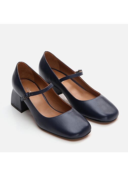 Hotiç Lacivert Kadın Deri Topuklu Ayakkabı 01AYH291060A680 - Görsel 3