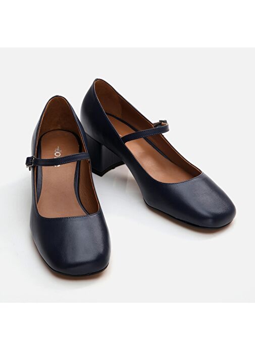 Hotiç Lacivert Kadın Deri Topuklu Ayakkabı 01AYH291060A680 - Görsel 4