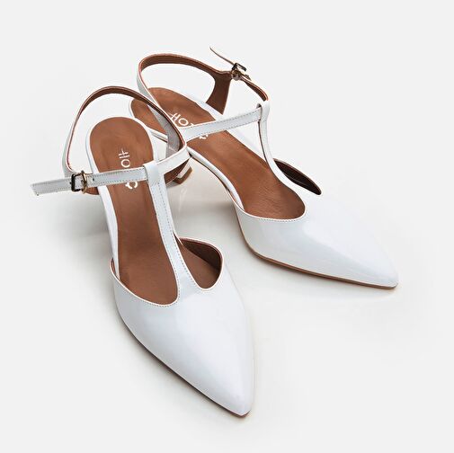 Hakiki Deri Beyaz Kadın Stiletto - Görsel 4