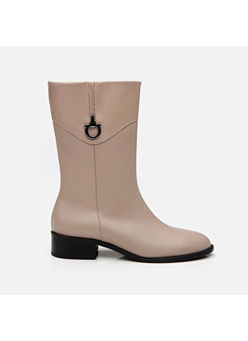 Hakiki Deri Vizon Kadın Düz Bot - Görsel 2