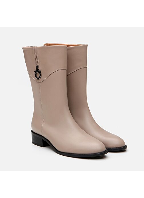 Hakiki Deri Vizon Kadın Düz Bot - Görsel 3