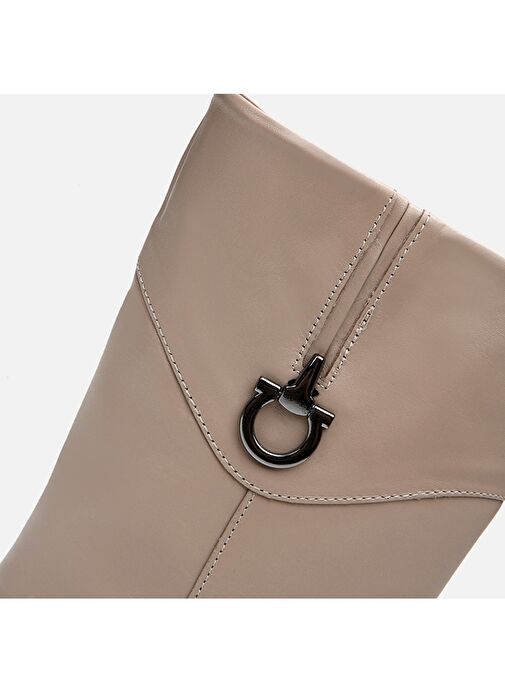 Hakiki Deri Vizon Kadın Düz Bot - Görsel 4