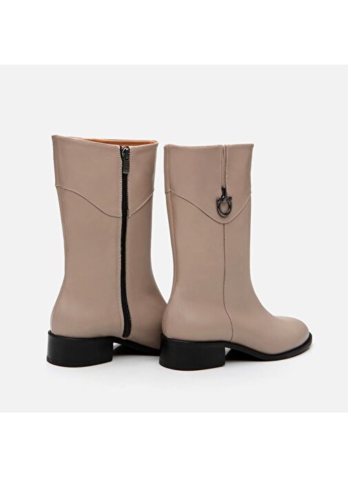 Hakiki Deri Vizon Kadın Düz Bot - Görsel 6