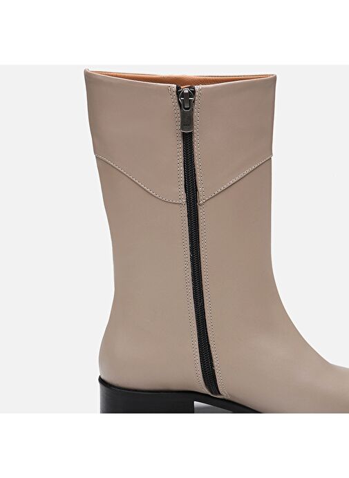 Hakiki Deri Vizon Kadın Düz Bot - Görsel 7