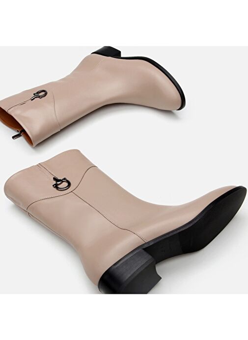 Hakiki Deri Vizon Kadın Düz Bot - Görsel 8