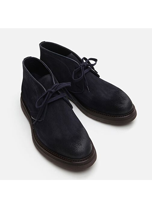 Hakiki Deri Lacivert Erkek Günlük Bot - Görsel 5