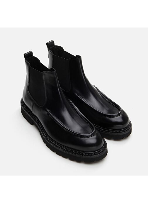 Hakiki Deri Siyah Erkek Klasik Bot - Görsel 3