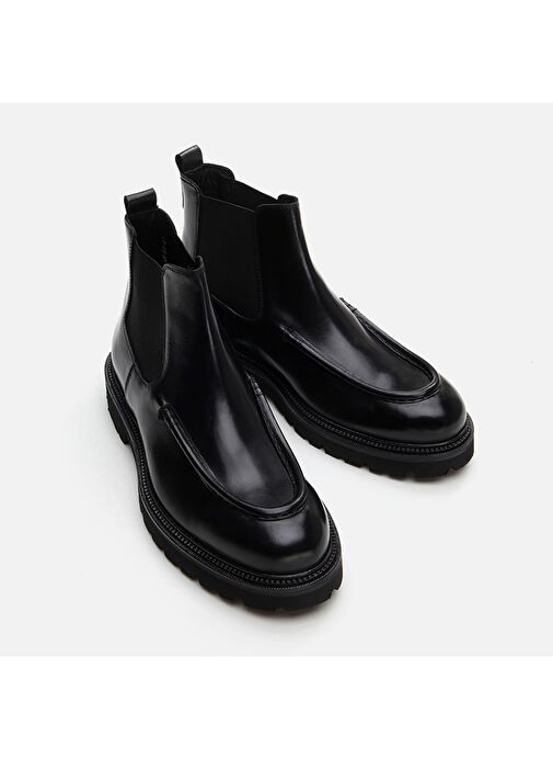 Hakiki Deri Siyah Erkek Klasik Bot - Görsel 4