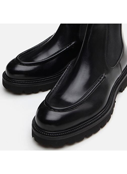 Hakiki Deri Siyah Erkek Klasik Bot - Görsel 5