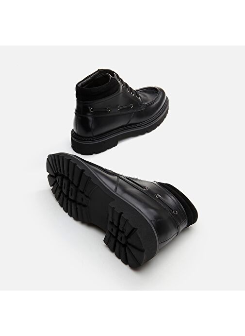 Hakiki Deri Siyah Erkek Günlük Bot - Görsel 7