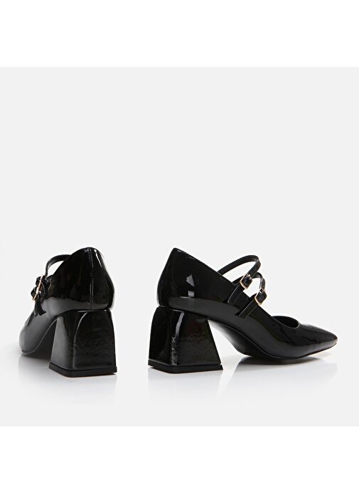 Hotiç Siyah Kadın Rugan Topuklu Ayakkabı 01AYH294910A100 - Görsel 6