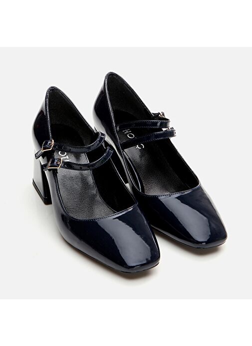 Hotiç Lacivert Kadın Rugan Topuklu Ayakkabı 01AYH294940A680 - Görsel 3