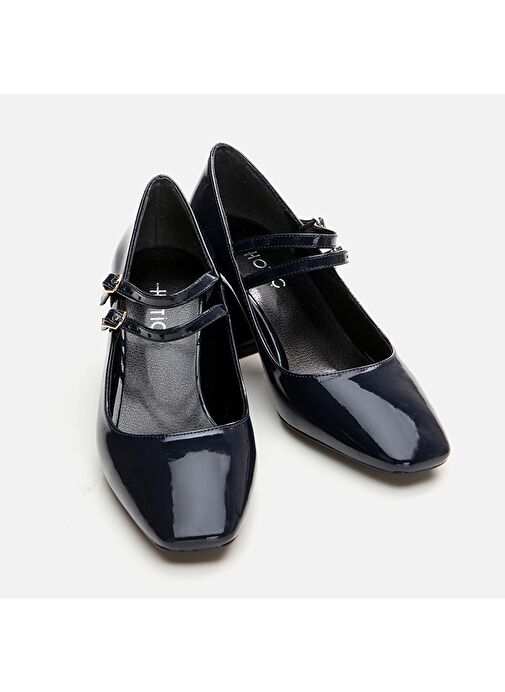 Hotiç Lacivert Kadın Rugan Topuklu Ayakkabı 01AYH294940A680 - Görsel 4