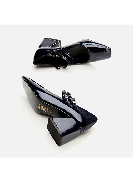 Hotiç Lacivert Kadın Rugan Topuklu Ayakkabı 01AYH294940A680 - Görsel 7