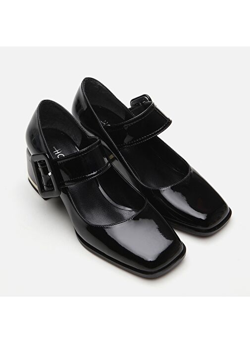 Hotiç Siyah Kadın Rugan Topuklu Ayakkabı 01AYH294950A100 - Görsel 3