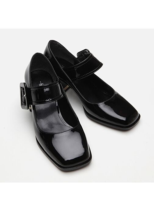 Hotiç Siyah Kadın Rugan Topuklu Ayakkabı 01AYH294950A100 - Görsel 4