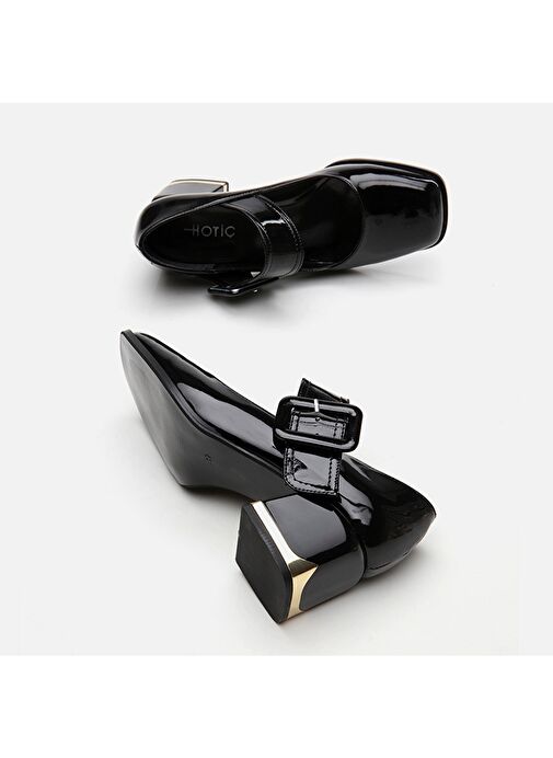 Hotiç Siyah Kadın Rugan Topuklu Ayakkabı 01AYH294950A100 - Görsel 7