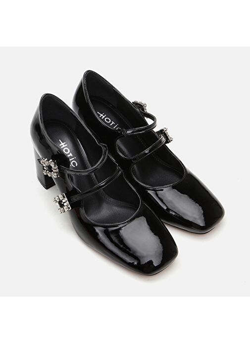 Hotiç Siyah Kadın Rugan Topuklu Ayakkabı 01AYH294960A100 - Görsel 3