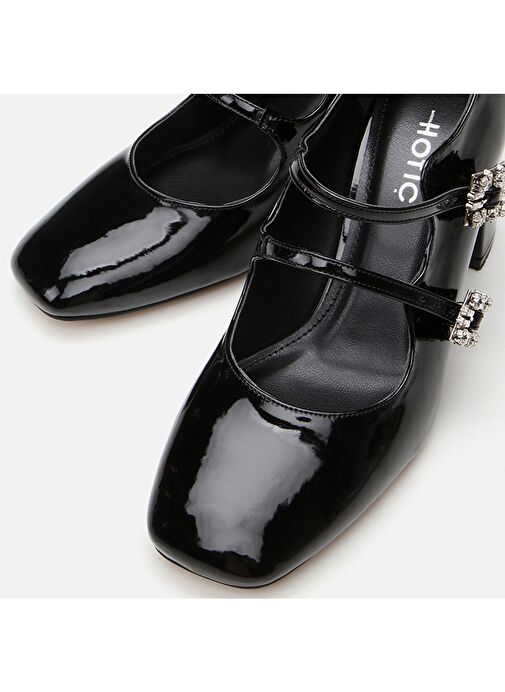 Hotiç Siyah Kadın Rugan Topuklu Ayakkabı 01AYH294960A100 - Görsel 4