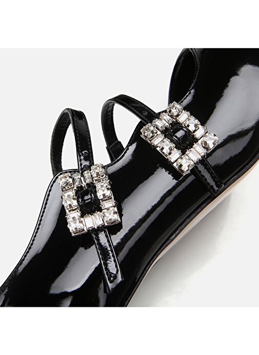 Hotiç Siyah Kadın Rugan Topuklu Ayakkabı 01AYH294960A100 - Görsel 6